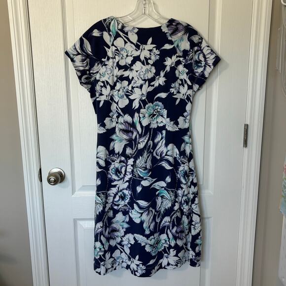 Soft Surroundings Wms Medium Purple Floral Dress Crossover Faux Wrap Cottagecore - Picture 8 of 9